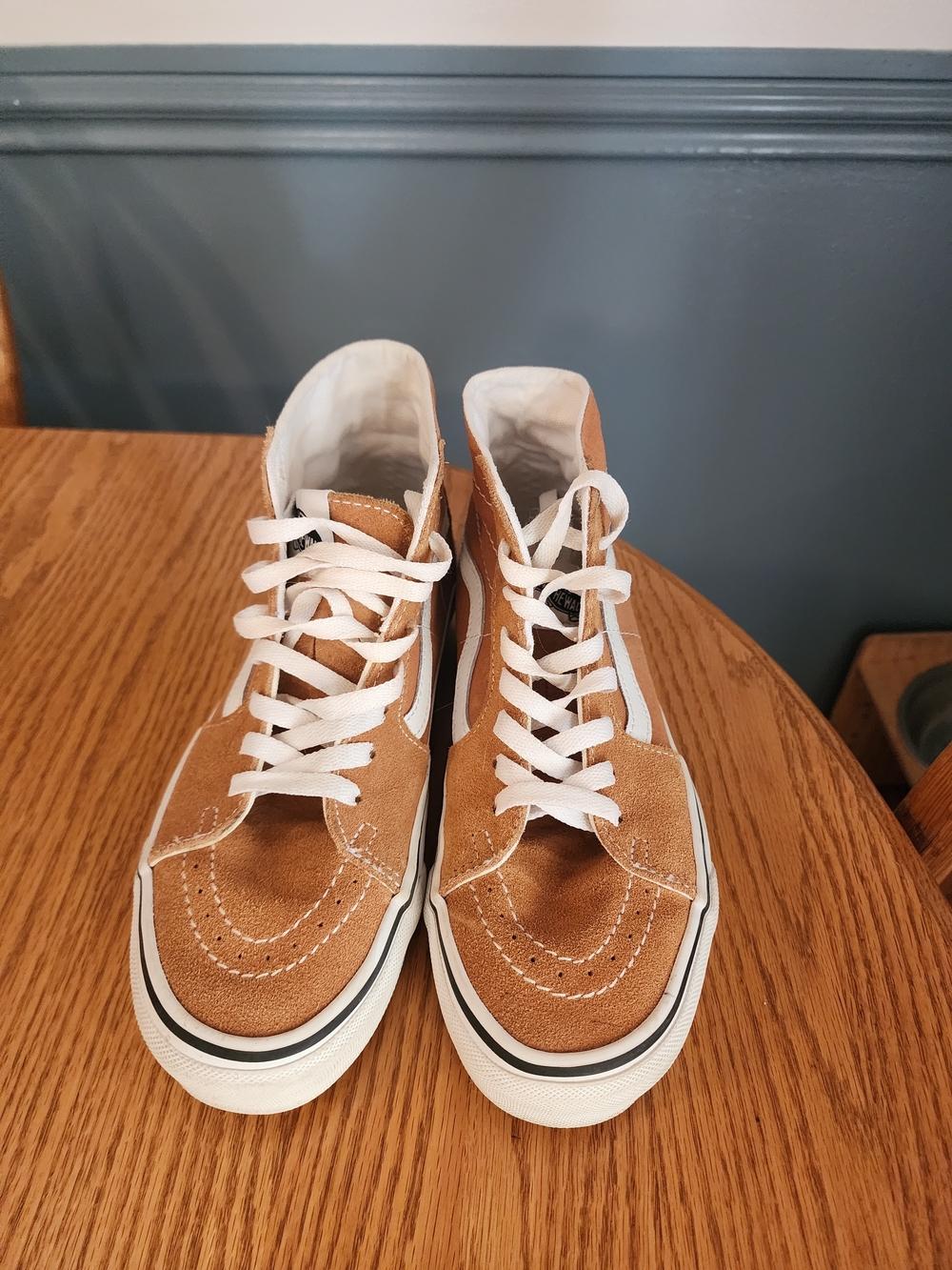 High-Top Suede Sneakers in Camel Brown